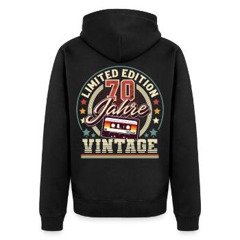 70e anniversaire Vintage - Veste à capuche bio Premium Unisexe - noir - Dos - Nico (187cm)