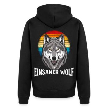 Alpha Wolf LONE WOLF Costume Funny - Unisex Premium Organic Zip Hoodie - black - Back - Nico (187cm)