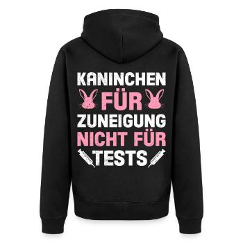 Animal Welfare RABBITS FOR AFFECTION NOT FOR TESTS - Unisex Premium Organic Zip Hoodie - black - Back - Nico (187cm)