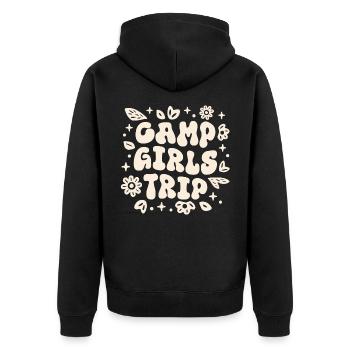 Camp filles voyage camping besties nuit girly rétro - Veste à capuche bio Premium Unisexe - noir - Dos - Nico (187cm)