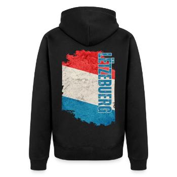 Drapeau du Luxembourg, j’adore le Luxembourg - Veste à capuche bio Premium Unisexe - noir - Dos - Nico (187cm)