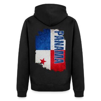 Drapeau panaméen, j’adore le Panama - Veste à capuche bio Premium Unisexe - noir - Dos - Nico (187cm)