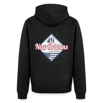 New Orleans City, Louisiane, États-Unis, États-Unis - Veste à capuche bio Premium Unisexe - noir - Dos - Nico (187cm)