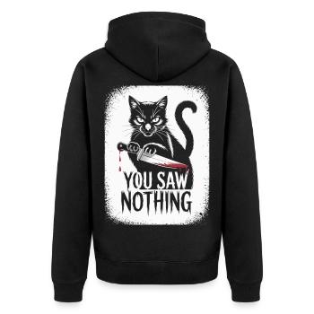 Dark cat motif with bloody knife - Unisex Premium Organic Zip Hoodie - black - Back - Nico (187cm)