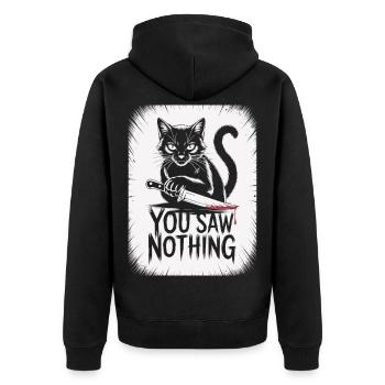 Figurine de chat noir avec un couteau ensanglanté - Veste à capuche bio Premium Unisexe - noir - Dos - Nico (187cm)