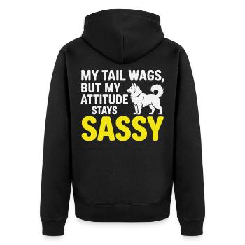 Citation drôle sur l'attitude impertinente d'un chien husky - Veste à capuche bio Premium Unisexe - noir - Dos - Nico (187cm)