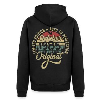 oktober 1985 Jahrestag oktober 1985 oktober - Unisex Premium Bio Zip Hoodie - Schwarz - Hinten - Nico (187cm)
