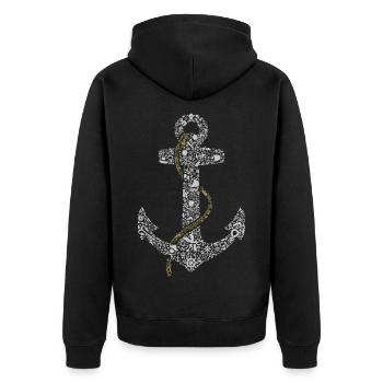T-shirt d’ancre nautique emblématique - Veste à capuche bio Premium Unisexe - noir - Dos - Nico (187cm)