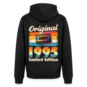 Cassette 30ème Anniversaire Septembre Millésime 1995 - Veste à capuche bio Premium Unisexe - noir - Dos - Nico (187cm)
