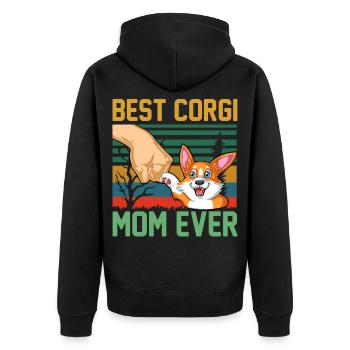 Best Corgi Mom Ever – Mother’s Day Special - Unisex Premium Organic Zip Hoodie - black - Back - Nico (187cm)