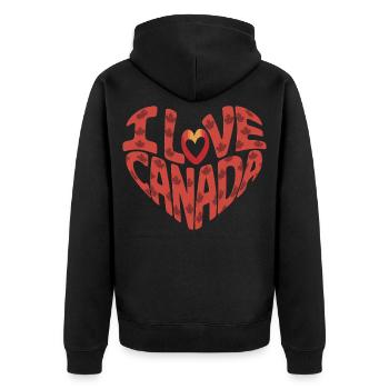 Cœur d'amour du Canada avec des feuilles d'érable - Veste à capuche bio Premium Unisexe - noir - Dos - Nico (187cm)
