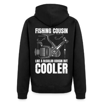 Fishing Cousin Retro Vintage - Unisex Premium Organic Zip Hoodie - black - Back - Nico (187cm)