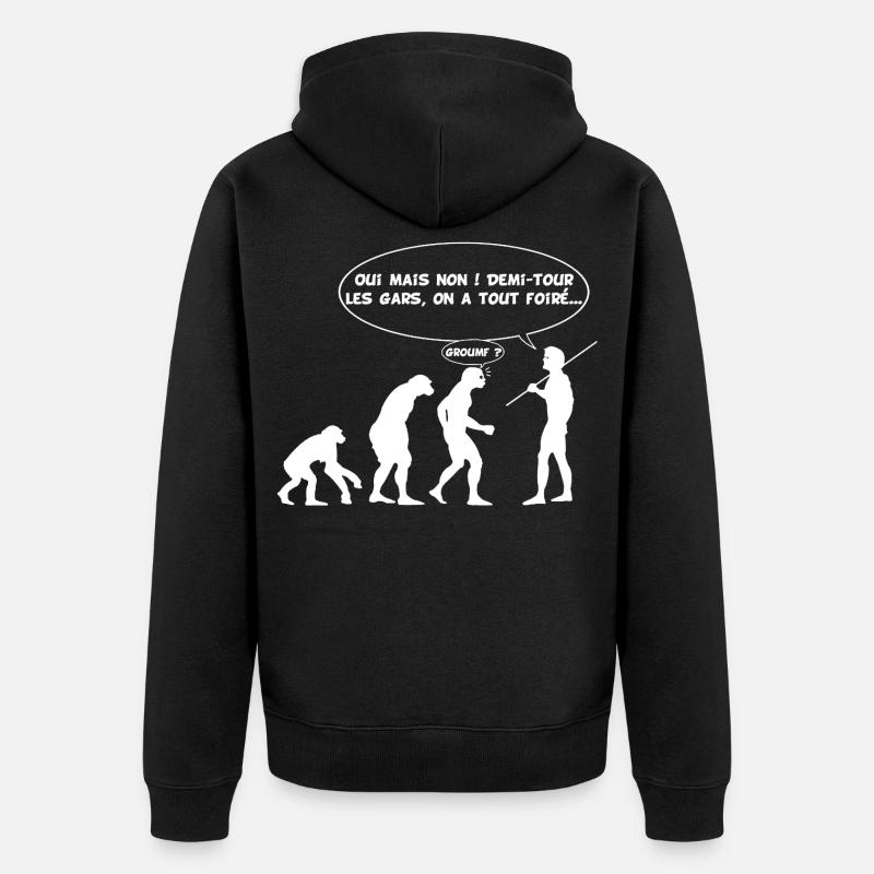 Evolution error (white) - Unisex Premium Organic Zip Hoodie - black