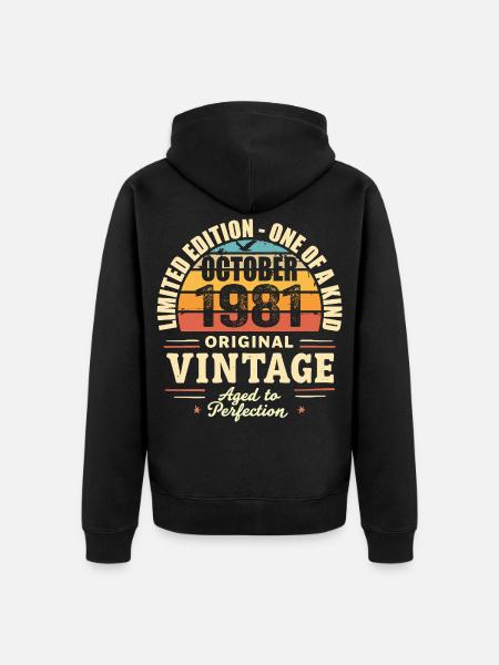 Retro October 1981 - birthday october 1981 - Unisex Premium Organic Zip Hoodie - black