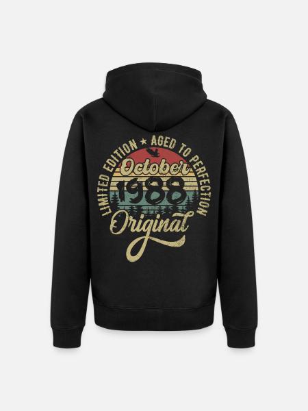 october 1988 anniversary october 1988 october - Unisex Premium Organic Zip Hoodie - black