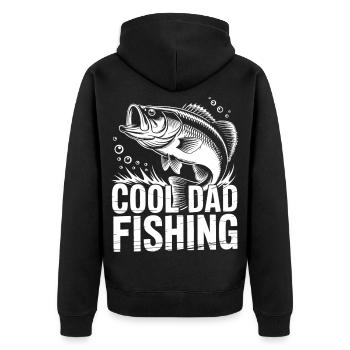 Cool Dad Fishing Angel Fishtank Design - Unisex Premium Organic Zip Hoodie - black - Back - Nico (187cm)