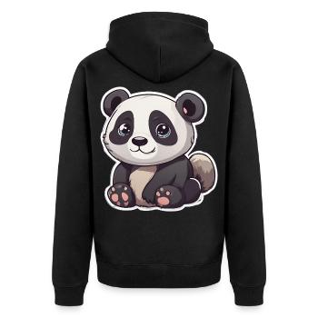 Panda mignon aux grands yeux - Veste à capuche bio Premium Unisexe - noir - Dos - Nico (187cm)