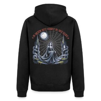 Gothic Spiderweb Woman Shirt - Unisex Premium Organic Zip Hoodie - black - Back - Nico (187cm)