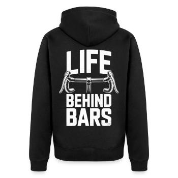 Lebensstil Fahrrad Grafik - Unisex Premium Bio Zip Hoodie - Schwarz - Hinten - Nico (187cm)