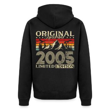 20th Birthday Vintage September Vintage 2005 - Unisex Premium Organic Zip Hoodie - black - Back - Nico (187cm)
