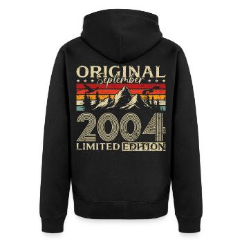 21st Birthday Vintage September Vintage 2004 - Unisex Premium Organic Zip Hoodie - black - Back - Nico (187cm)