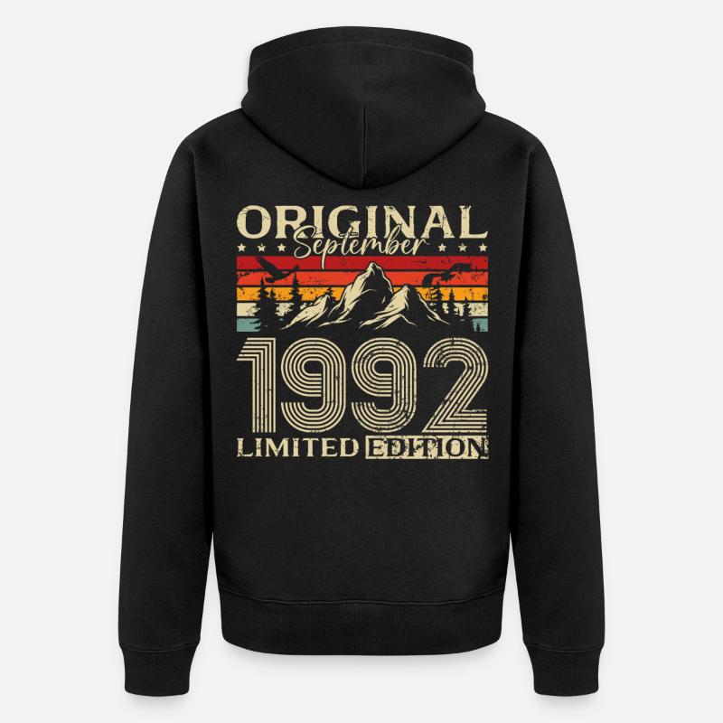 33ème Anniversaire Millésime Septembre Millésime 1992 - Veste à capuche bio Premium Unisexe - noir