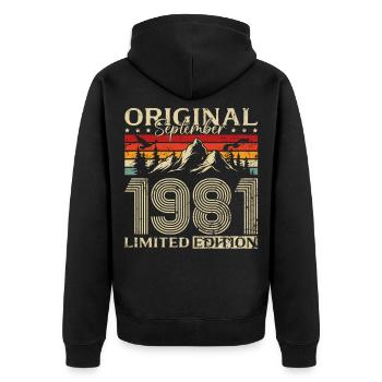 44ème Anniversaire Millésime Septembre Millésime 1981 - Veste à capuche bio Premium Unisexe - noir - Dos - Nico (187cm)