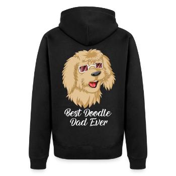Golden Doodle Papa Hund mit Sonnenbrille - Unisex Premium Bio Zip Hoodie - Schwarz - Hinten - Nico (187cm)