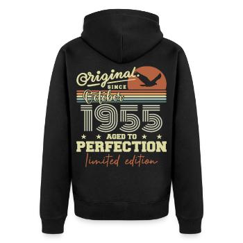 1955 Octobre 1955 anniversaire octobre 1955 - Veste à capuche bio Premium Unisexe - noir - Dos - Nico (187cm)