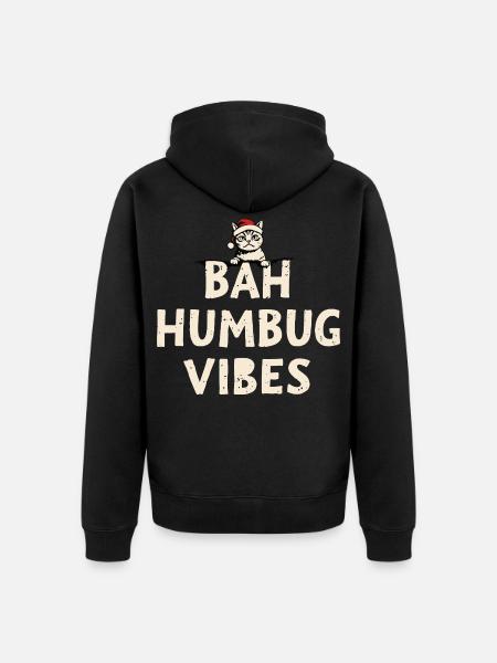 Bah Humbug Vibes Cat Santa - Unisex Premium Organic Zip Hoodie - black
