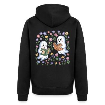 Gruselige Geister Lesebücher Besties Bookish - Unisex Premium Bio Zip Hoodie - Schwarz - Hinten - Nico (187cm)