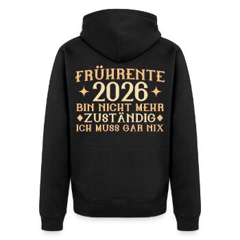 Early retirement 2026 - No longer responsible - Retirement part - Unisex Premium Organic Zip Hoodie - black - Back - Nico (187cm)