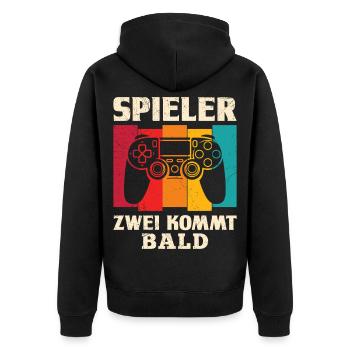 Gamer Dad PLAYER TWO COMING SOON Funny - Unisex Premium Organic Zip Hoodie - black - Back - Nico (187cm)