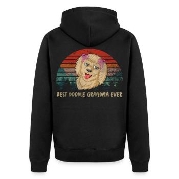 Best Doodle Grandma ever with Pink Bows - Unisex Premium Organic Zip Hoodie - black - Back - Nico (187cm)
