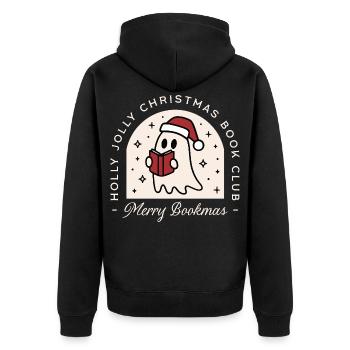 Weihnachten Buchclub Ghost Reading Feiertagsleser - Unisex Premium Bio Zip Hoodie - Schwarz - Hinten - Nico (187cm)