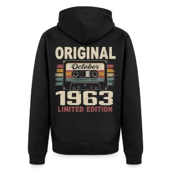 Born in October 1963 | Vintage Gift October 1963 - Unisex Premium Organic Zip Hoodie - black - Back - Nico (187cm)