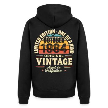 Retro October 1984 - birthday october 1984 - Unisex Premium Organic Zip Hoodie - black - Back - Nico (187cm)