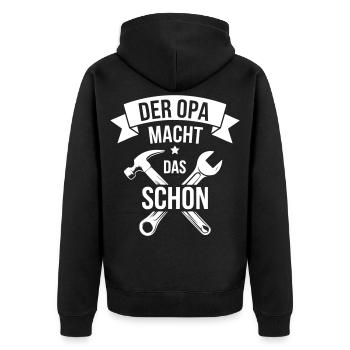 Opa Geschenkidee Bastler reparieren Handwerker  - Unisex Premium Bio Zip Hoodie - Schwarz - Hinten - Nico (187cm)
