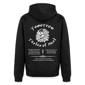 Tomorrow Tastes of Dust - Unisex Premium Organic Zip Hoodie - black - Back - Nico (187cm)