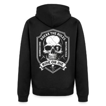 Motorcyclist Biker Chopper Break The Rules - Unisex Premium Organic Zip Hoodie - black - Back - Nico (187cm)