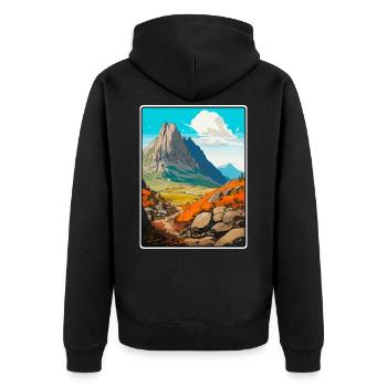 Dolomites, Italie, Montagne, Paysage, Illustration - Veste à capuche bio Premium Unisexe - noir - Dos - Nico (187cm)