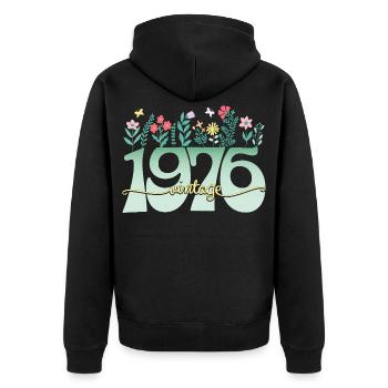 1976 Fleurs 50 Ans Anniversaire Femme - Veste à capuche bio Premium Unisexe - noir - Dos - Nico (187cm)