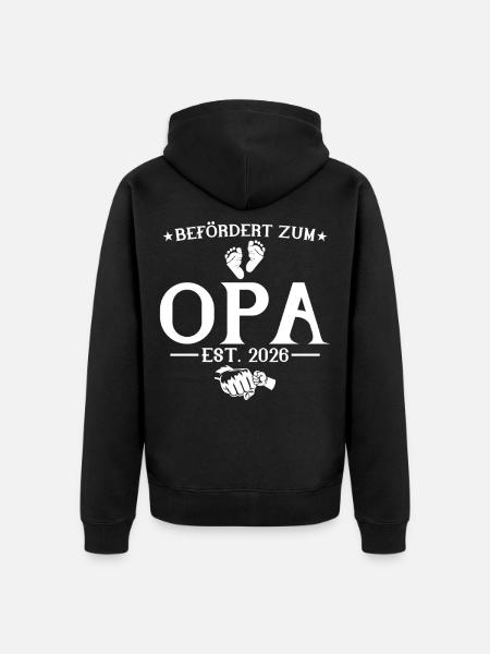 Befördert zum Opa est. 2026 - Unisex Premium Bio Zip Hoodie - Schwarz