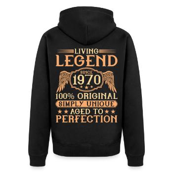 Lebende Legende seit 1970 geboren - 55. Geburtstag - Unisex Premium Bio Zip Hoodie - Schwarz - Hinten - Nico (187cm)