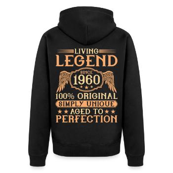 Living legend born since 1960 - 65th birthday - Unisex Premium Organic Zip Hoodie - black - Back - Nico (187cm)