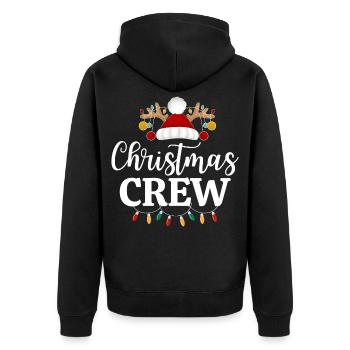 christmas crew, Festive Reindeer Santa Hat Design - Unisex Premium Organic Zip Hoodie - black - Back - Nico (187cm)