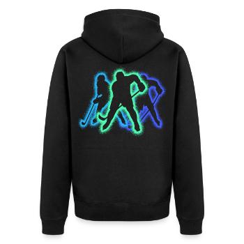 Hockey sur glace Silhouette Garçons Joueurs de hockey sur glace - Veste à capuche bio Premium Unisexe - noir - Dos - Nico (187cm)