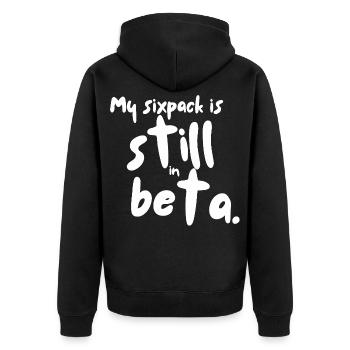 Humorous text print in hand lettering style - Unisex Premium Organic Zip Hoodie - black - Back - Nico (187cm)