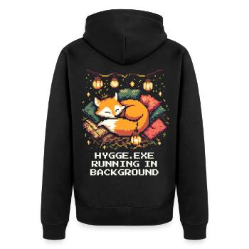 Hygge.exe s'exécute en arrière-plan - Veste à capuche bio Premium Unisexe - noir - Dos - Nico (187cm)