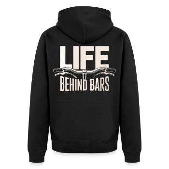 Life Behind Bars Rad Shirt - Unisex Premium Organic Zip Hoodie - black - Back - Nico (187cm)